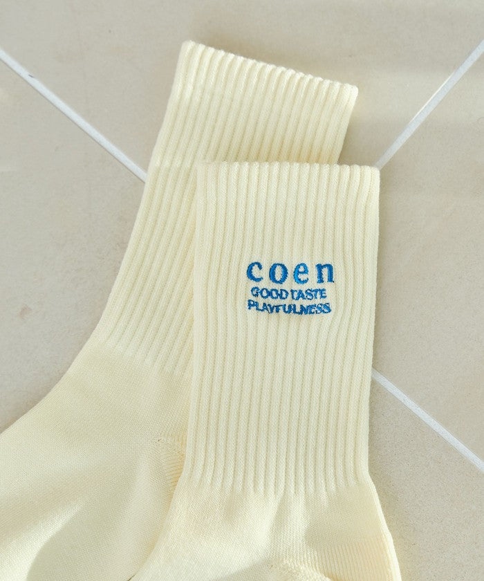 COENロゴ刺繍リブソックス RED
