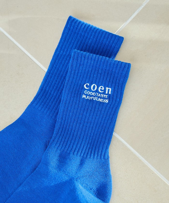 COENロゴ刺繍リブソックス RED
