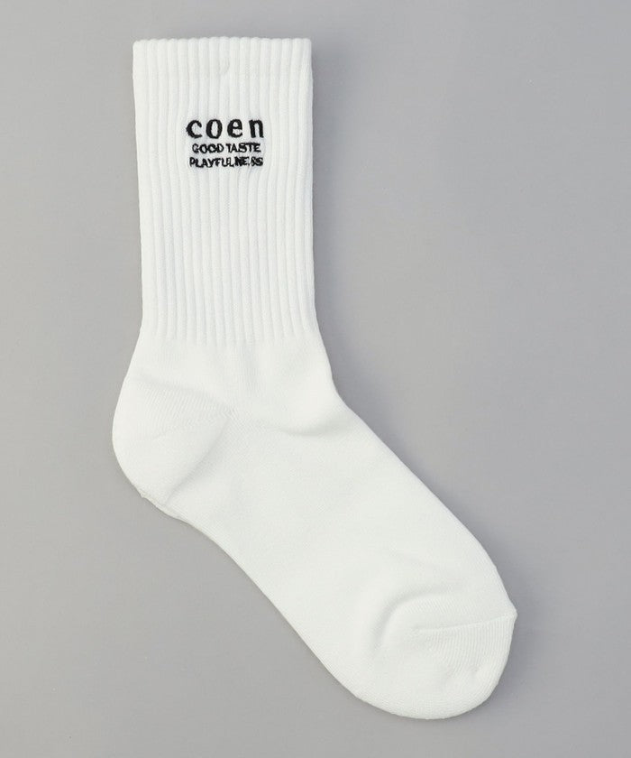 COENロゴ刺繍リブソックス RED