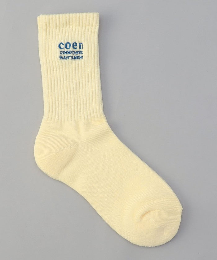 COENロゴ刺繍リブソックス RED