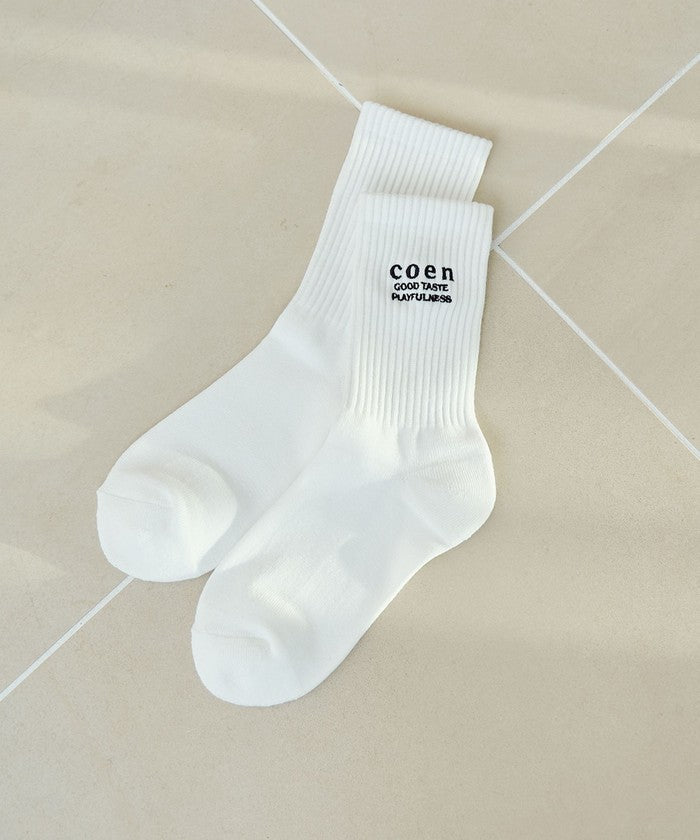 COENロゴ刺繍リブソックス OFF WHITE