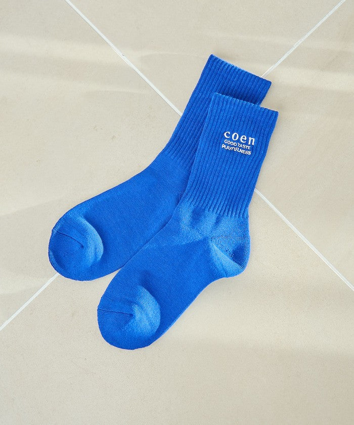 COENロゴ刺繍リブソックス COBALT
