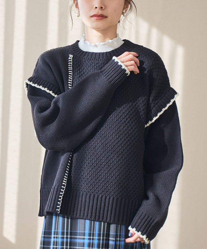 コーエン coen ハイショクステッチパッチワークニット （BLACK） BLACK