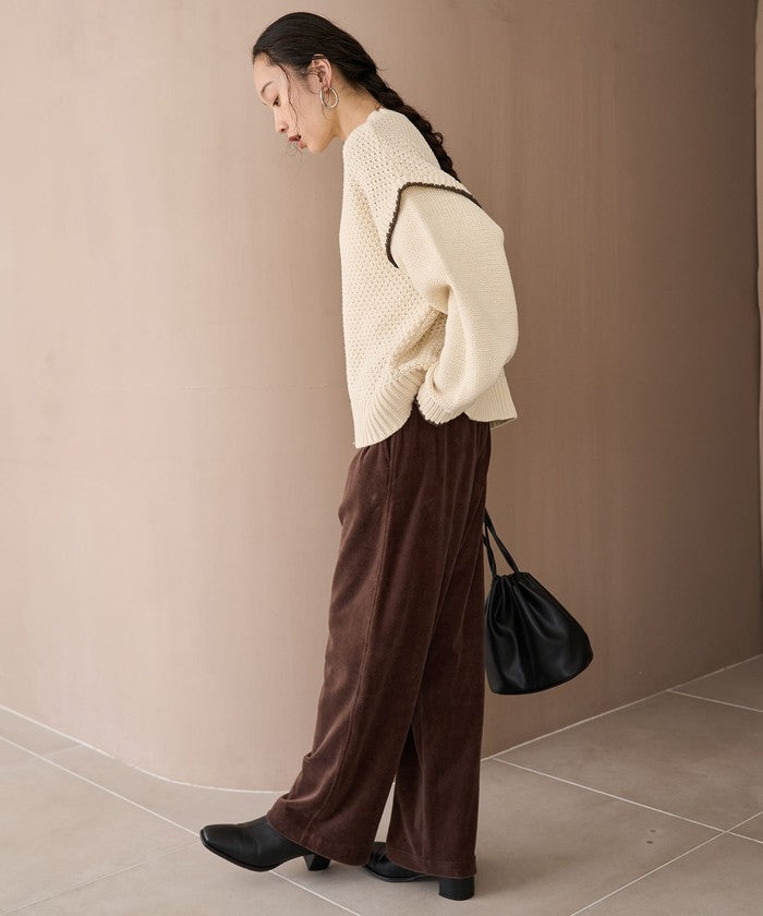 配色ステッチパッチワークニット BLACK