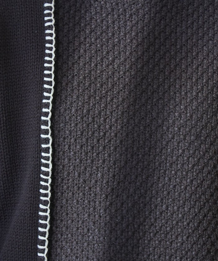 配色ステッチパッチワークニット BLACK