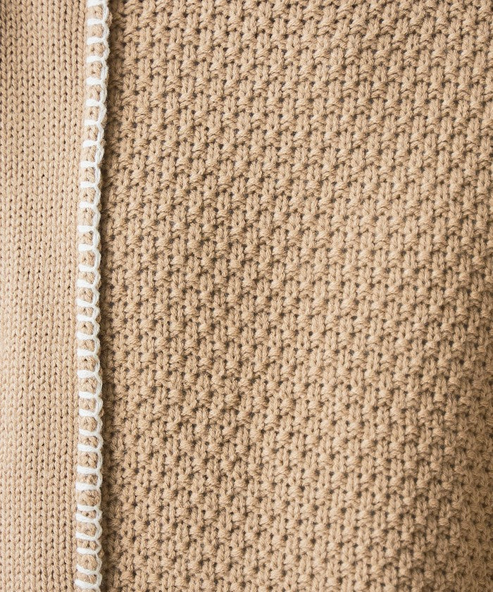 配色ステッチパッチワークニット BLACK