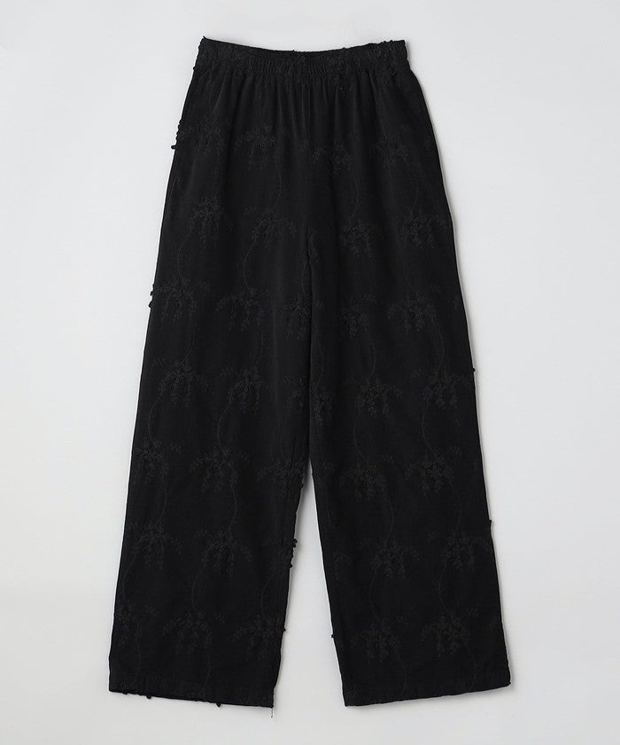 3Dフラワー刺繍 コーデュロイイージーワイドパンツ BLACK