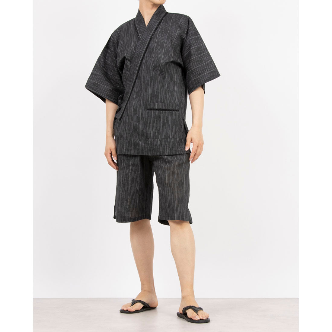 コムサメン COMME CA MEN コムサメン 細ストライプ柄 甚平 （チャコール） チャコール