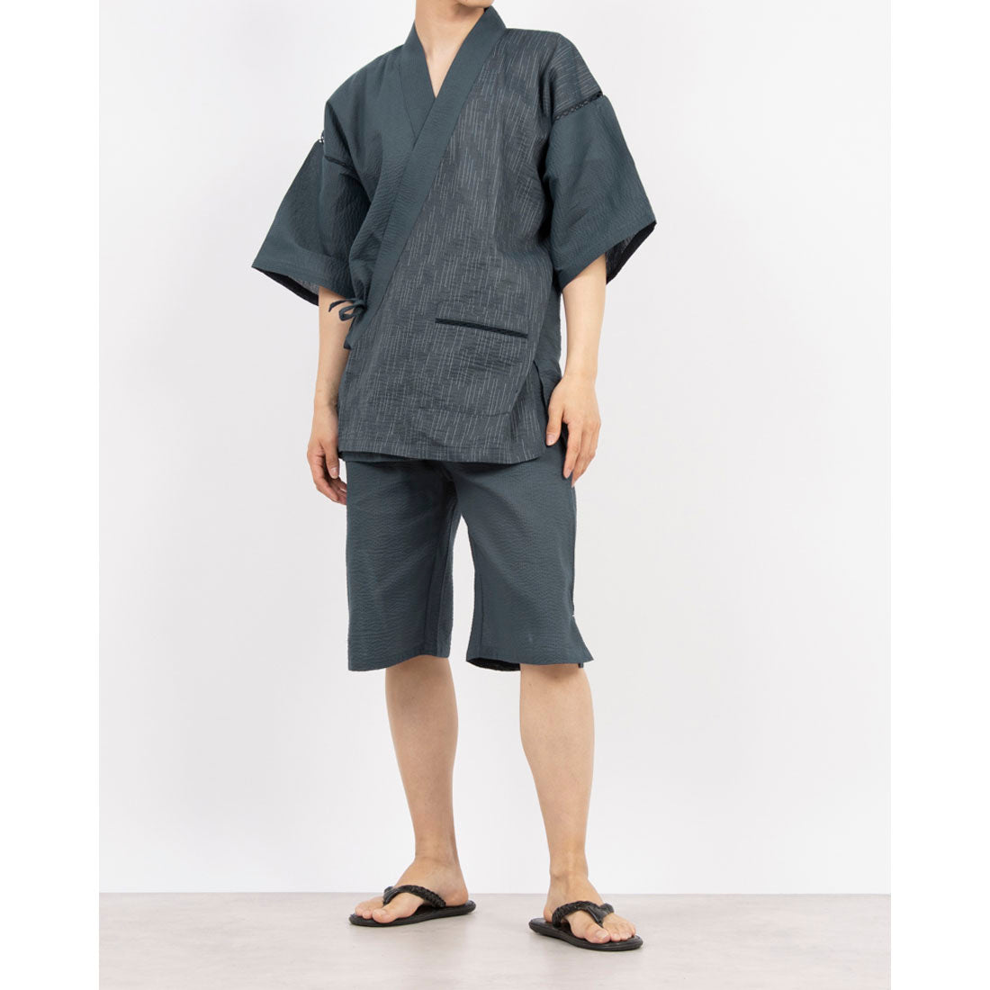コムサメン COMME CA MEN コムサメン ストライプ×無地柄 甚平 （ウスコン） ウスコン