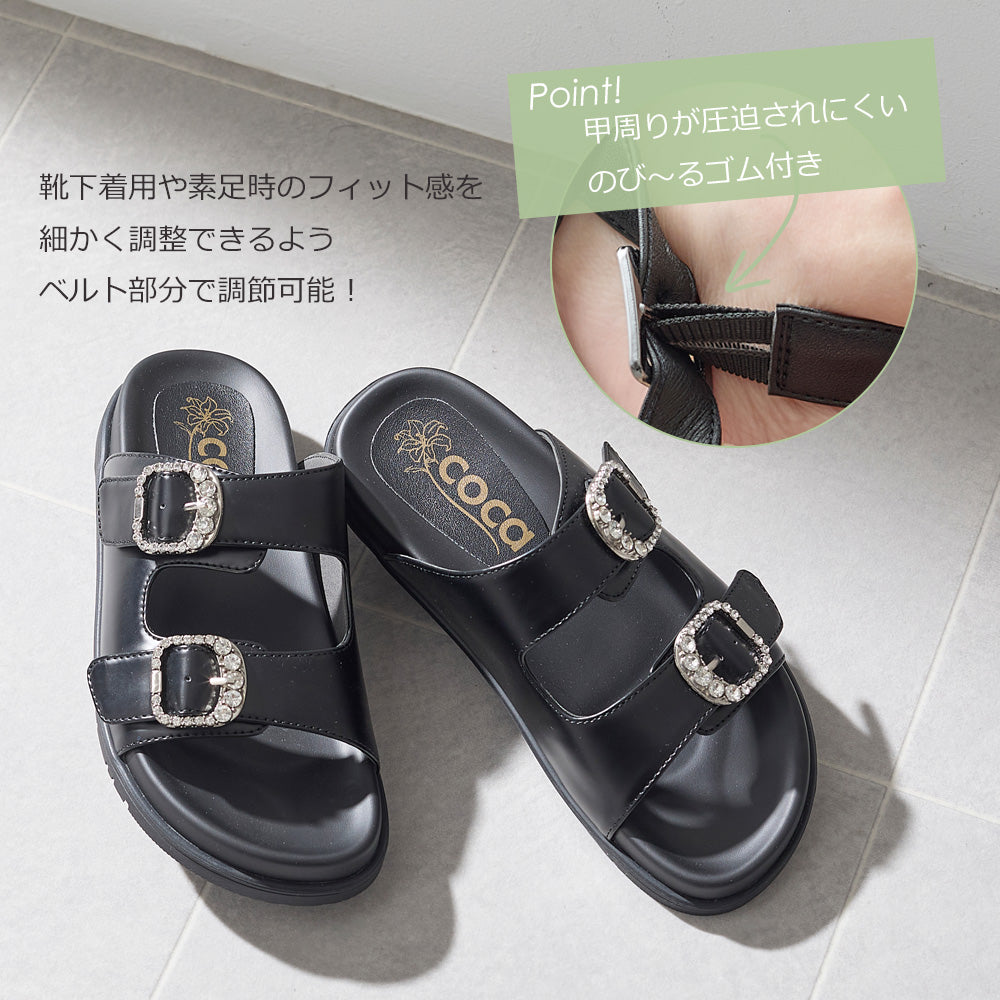 コカ COCA ダブルビジューバックル厚底サンダル （BL） BL