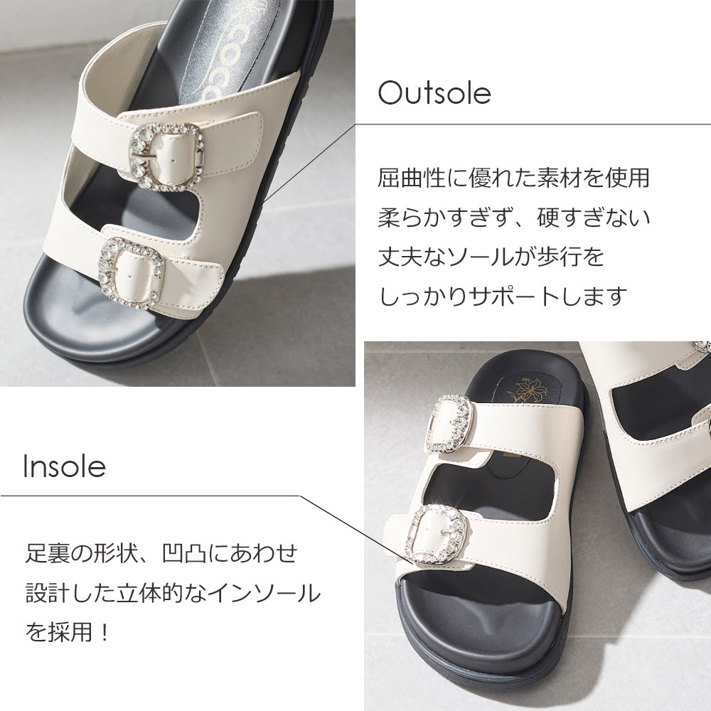 コカ COCA ダブルビジューバックル厚底サンダル （BL） BL