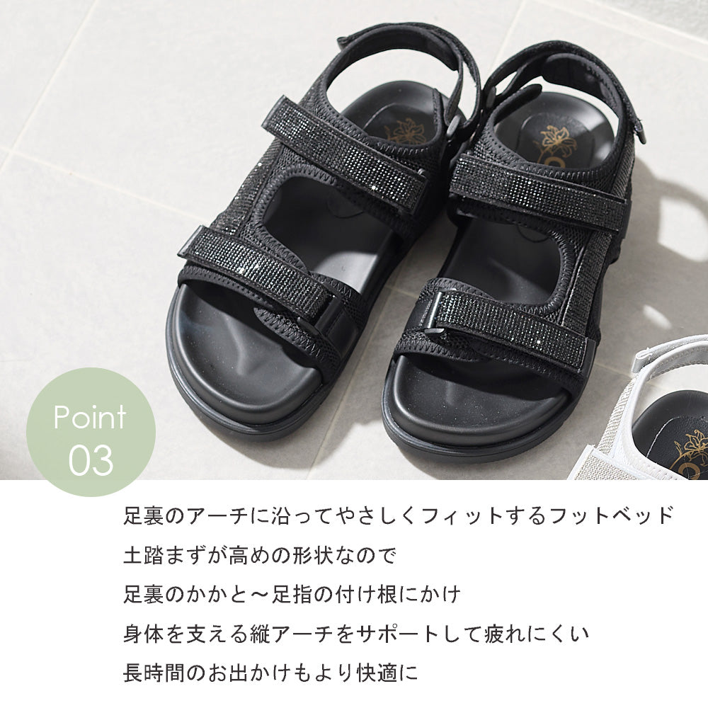 コカ COCA フラットベルクロスポーツサンダル （BL） BL