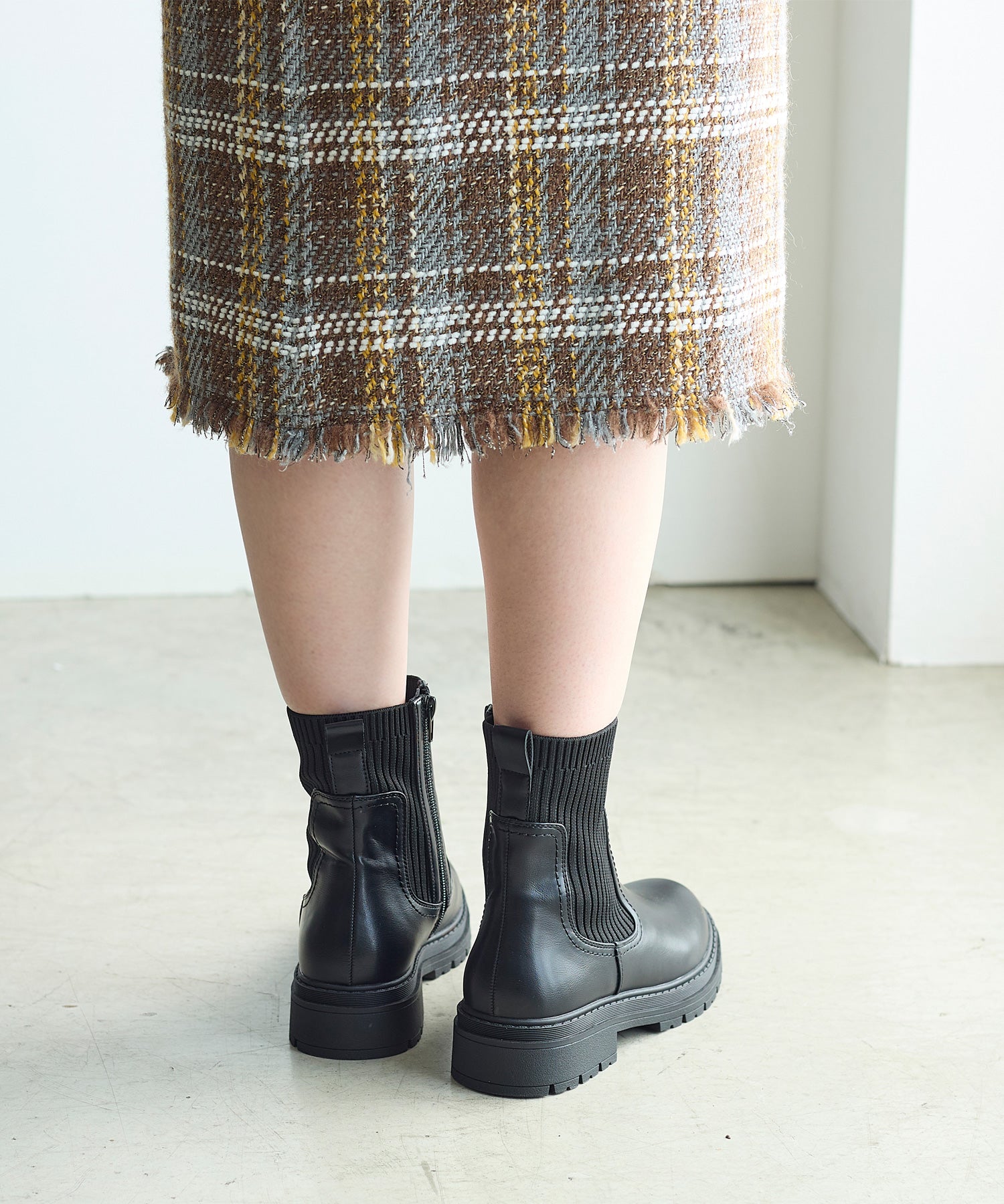 コカ COCA サイドゴアリブニットブーツ （BL） BL