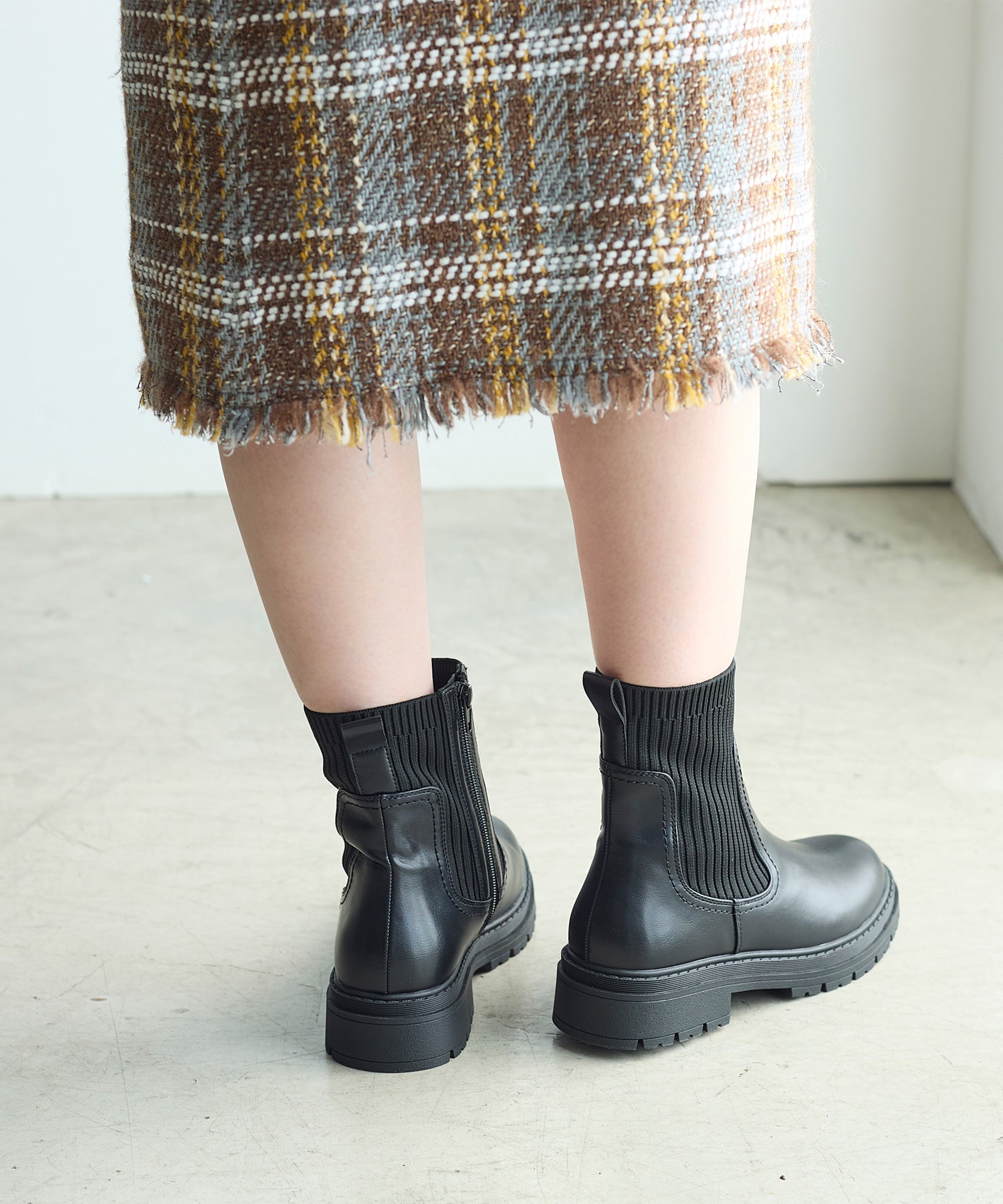 コカ COCA サイドゴアリブニットブーツ （BL） BL