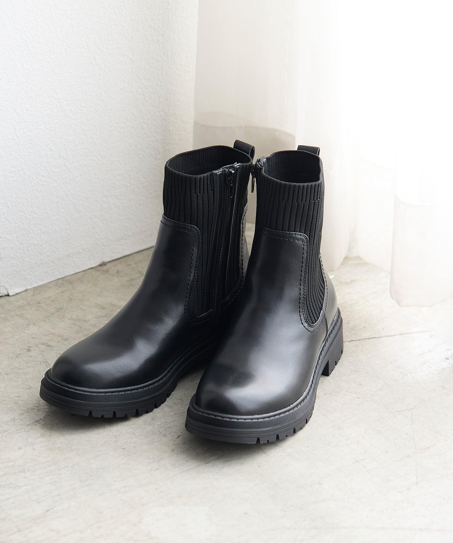 コカ COCA サイドゴアリブニットブーツ （BL） BL