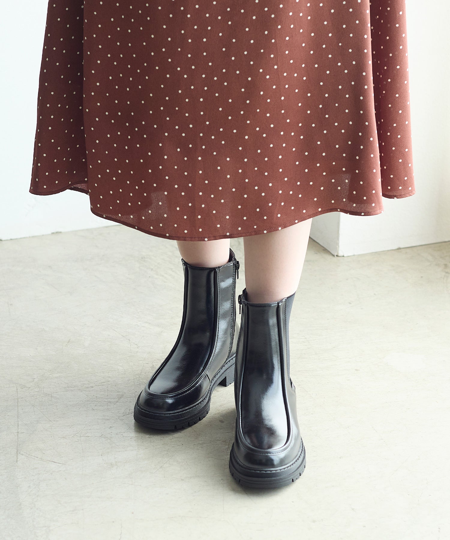 コカ COCA ショート丈 厚底サイドゴアブーツ （BL） BL