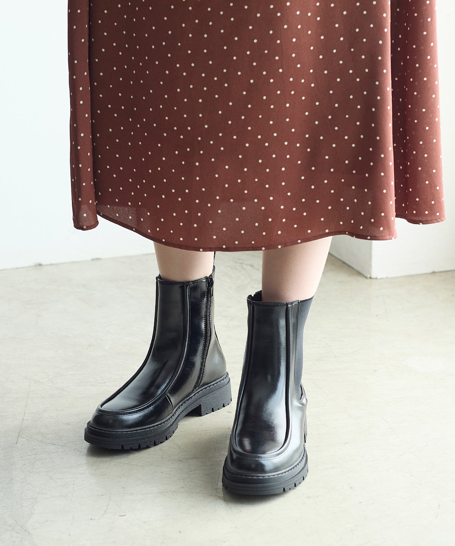 コカ COCA ショート丈 厚底サイドゴアブーツ （BL） BL