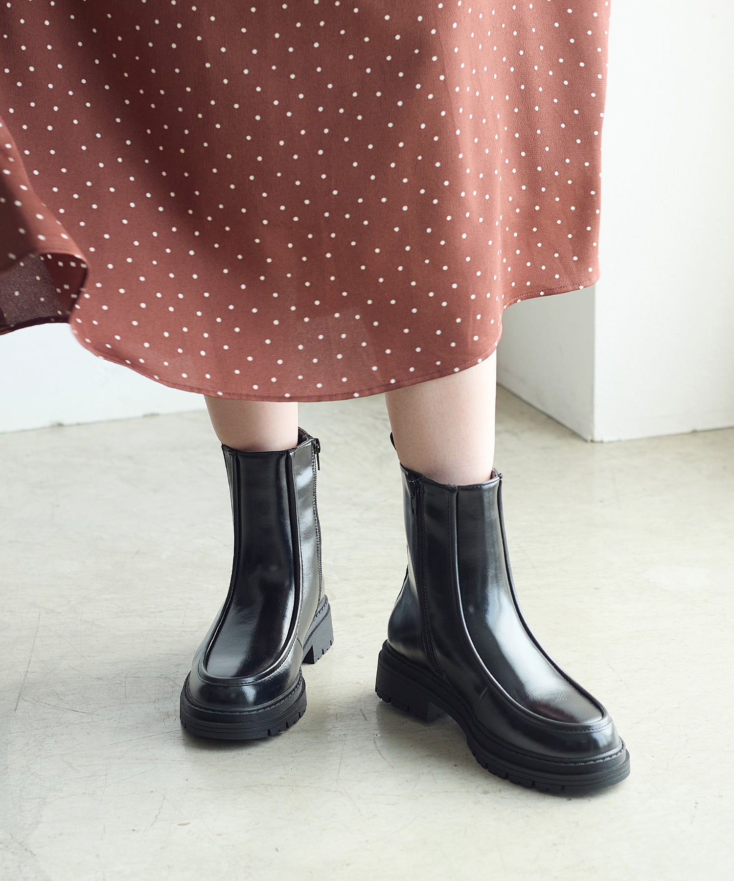 コカ COCA ショート丈 厚底サイドゴアブーツ （BL） BL