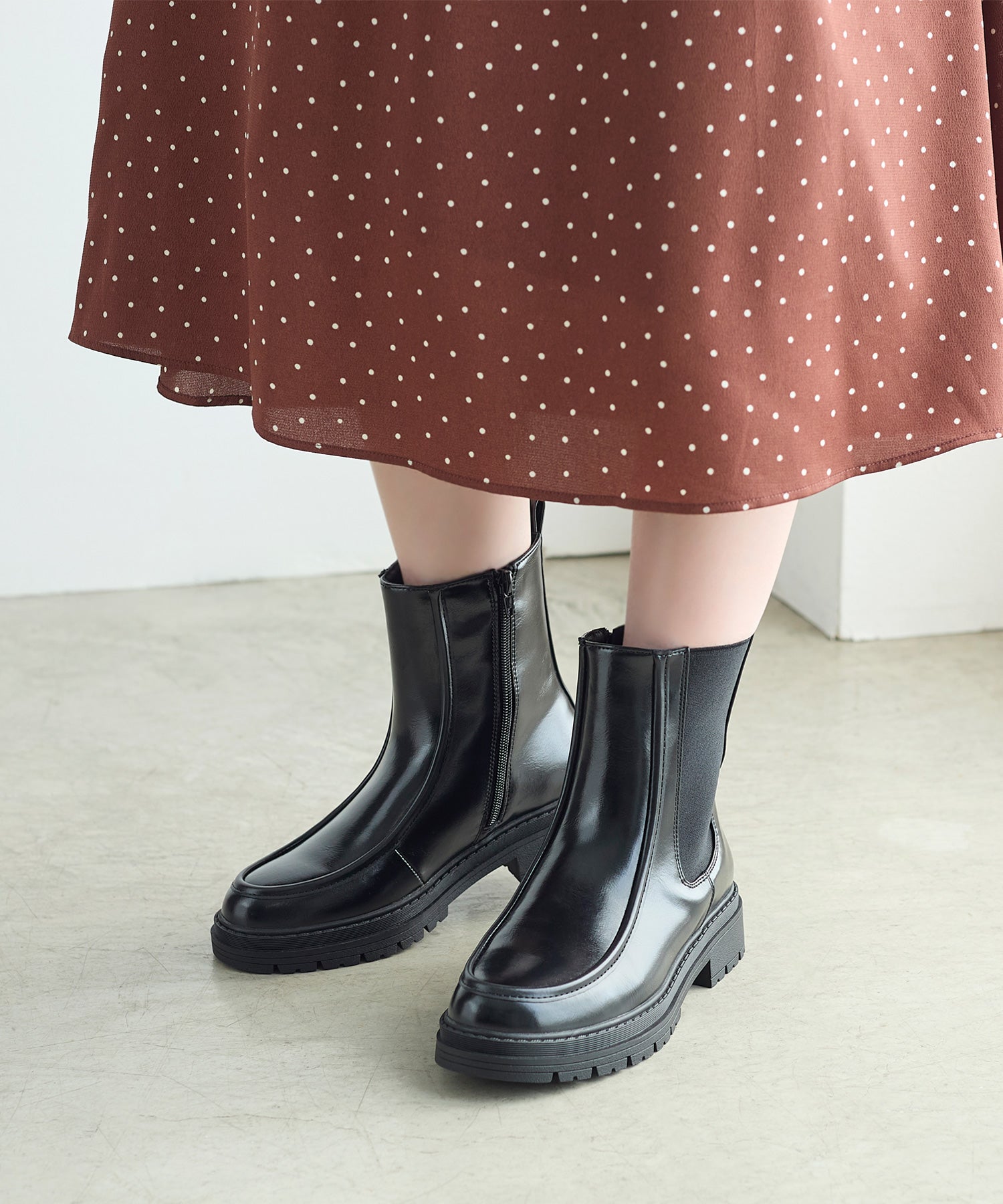 コカ COCA ショート丈 厚底サイドゴアブーツ （BL） BL