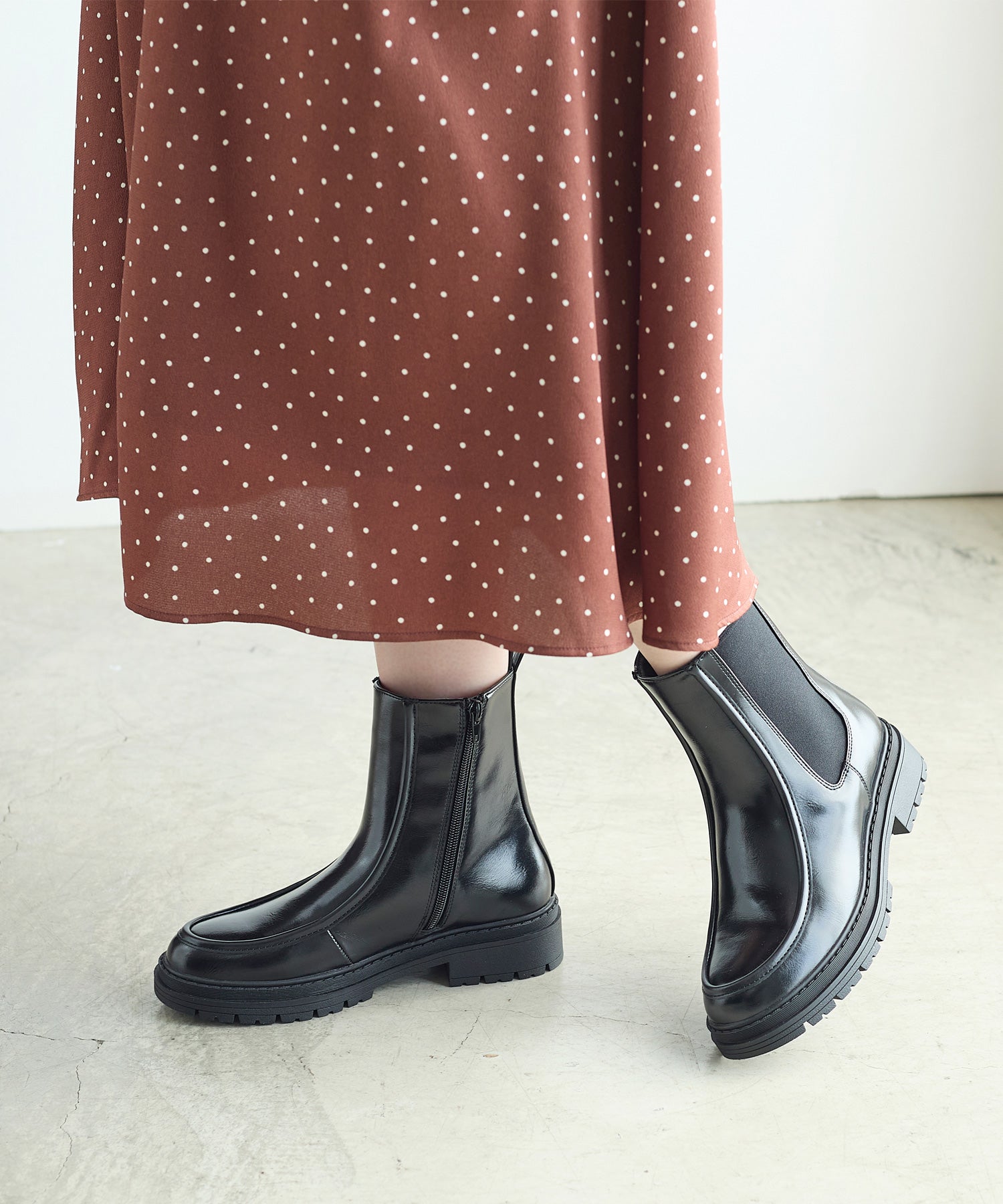 コカ COCA ショート丈 厚底サイドゴアブーツ （BL） BL