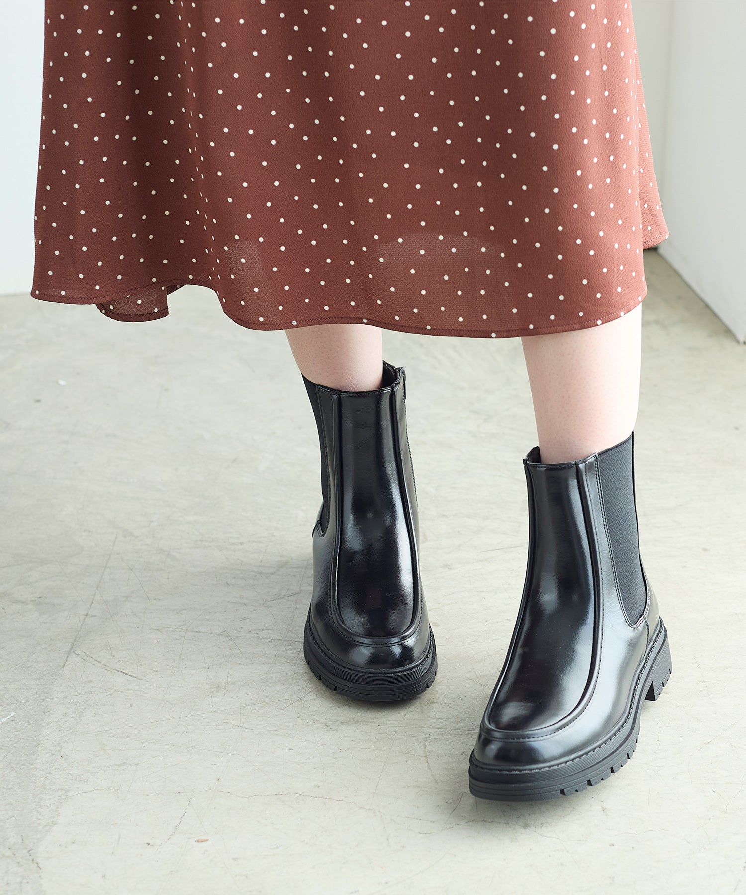 コカ COCA ショート丈 厚底サイドゴアブーツ （BL） BL