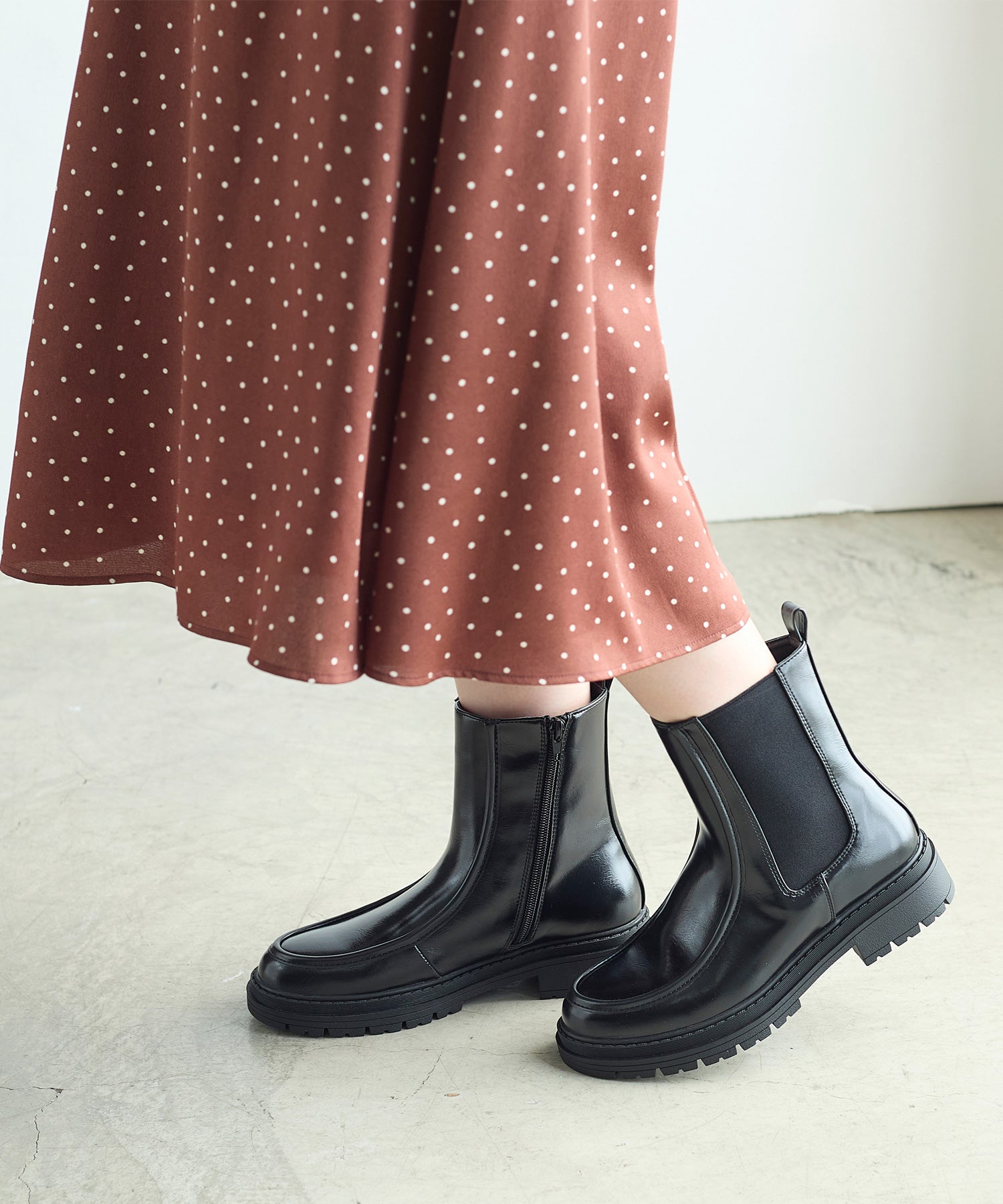 コカ COCA ショート丈 厚底サイドゴアブーツ （BL） BL