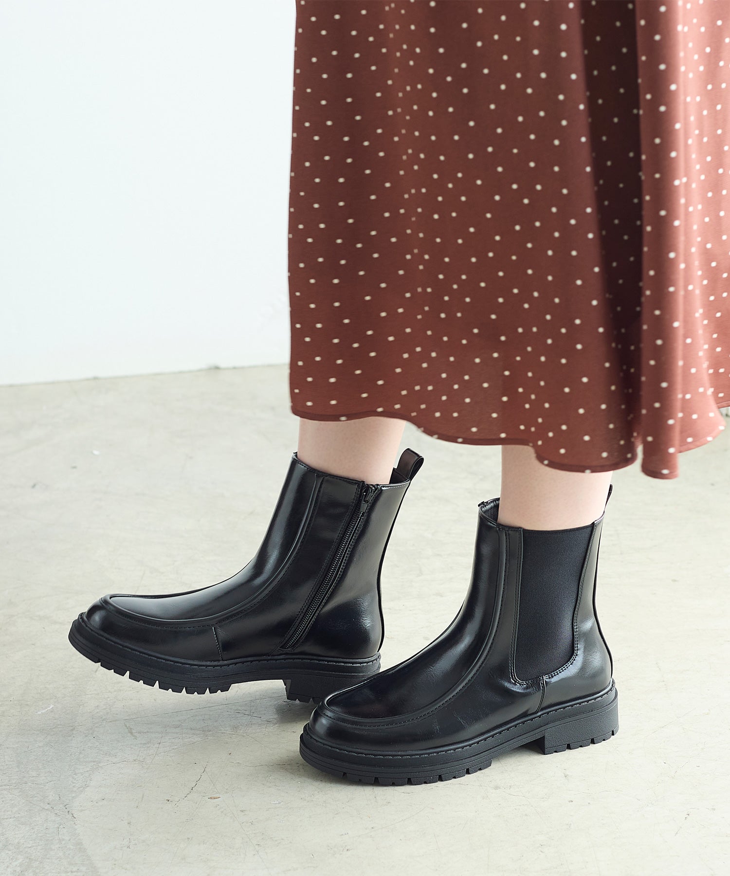 コカ COCA ショート丈 厚底サイドゴアブーツ （BL） BL