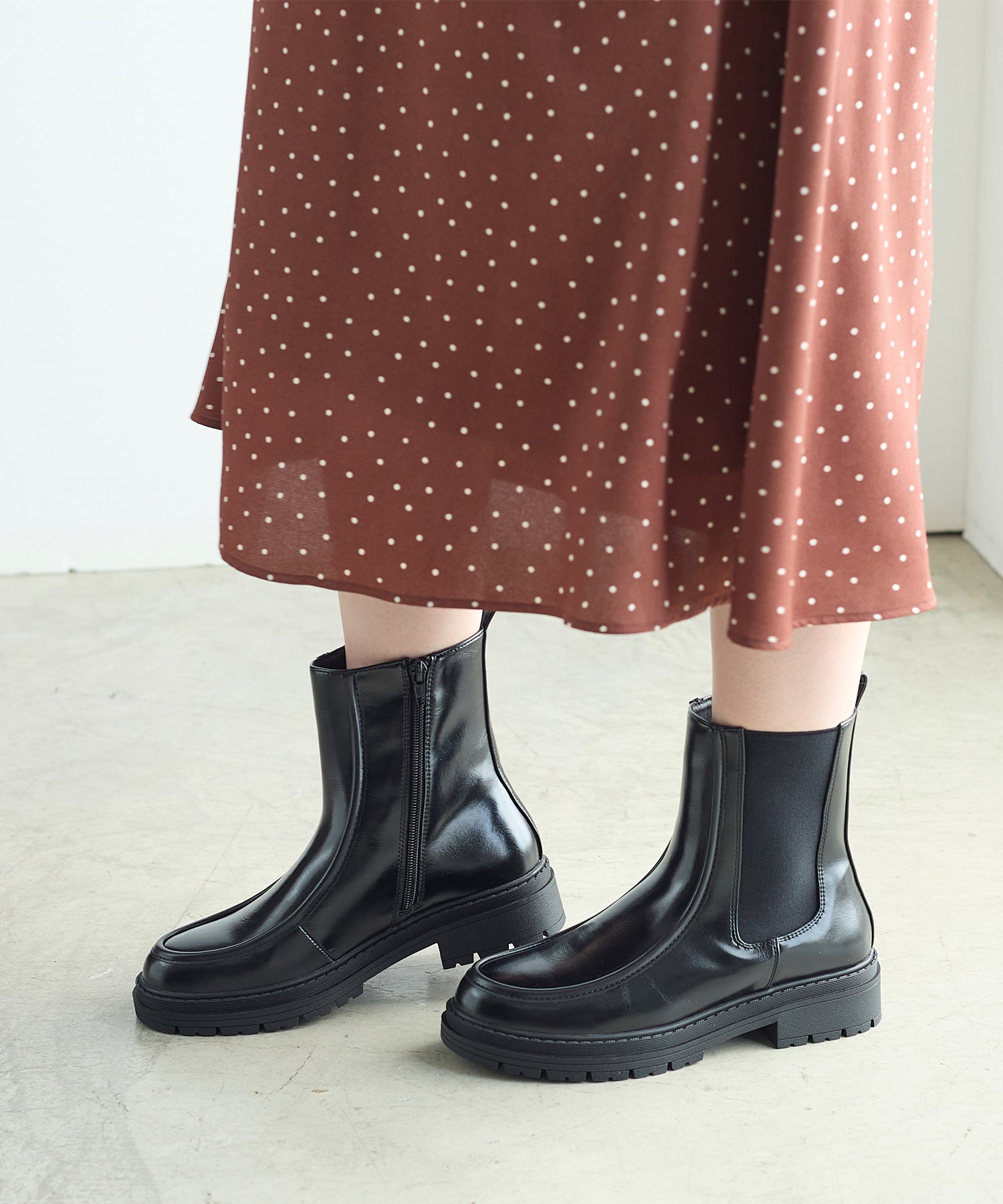 コカ COCA ショート丈 厚底サイドゴアブーツ （BL） BL