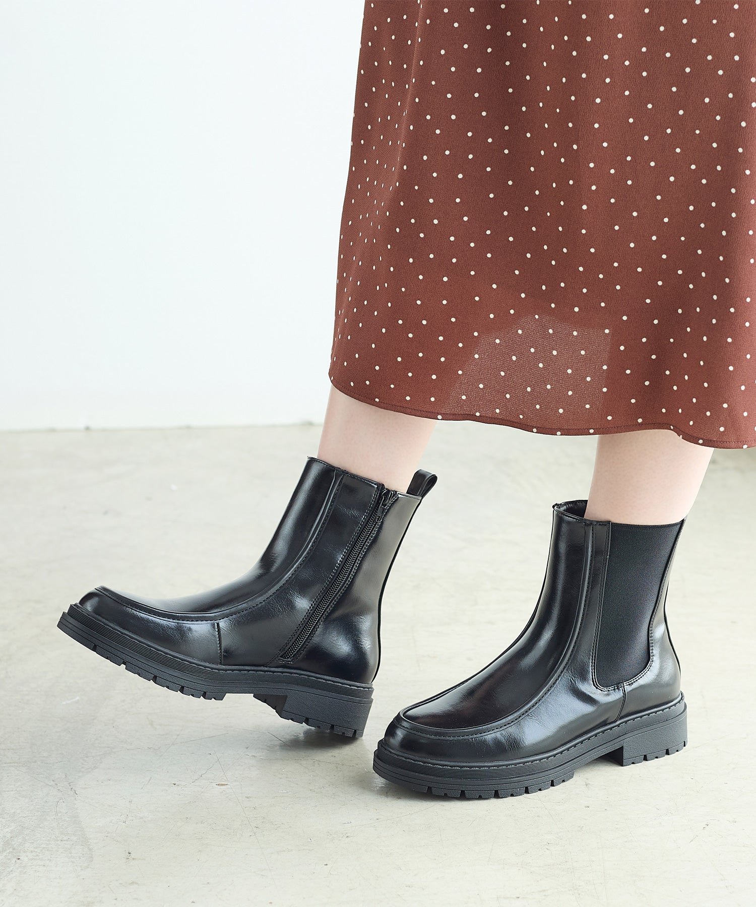 コカ COCA ショート丈 厚底サイドゴアブーツ （BL） BL