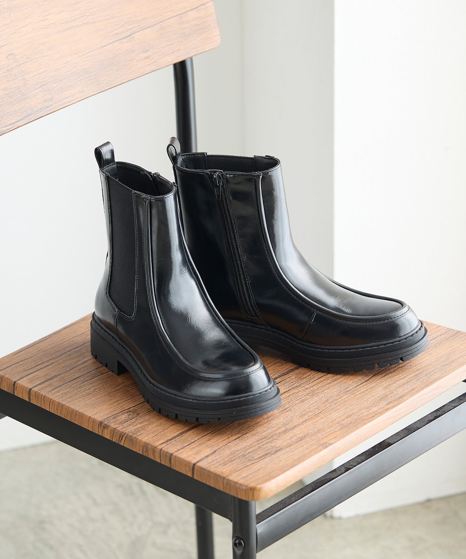 コカ COCA ショート丈 厚底サイドゴアブーツ （BL） BL