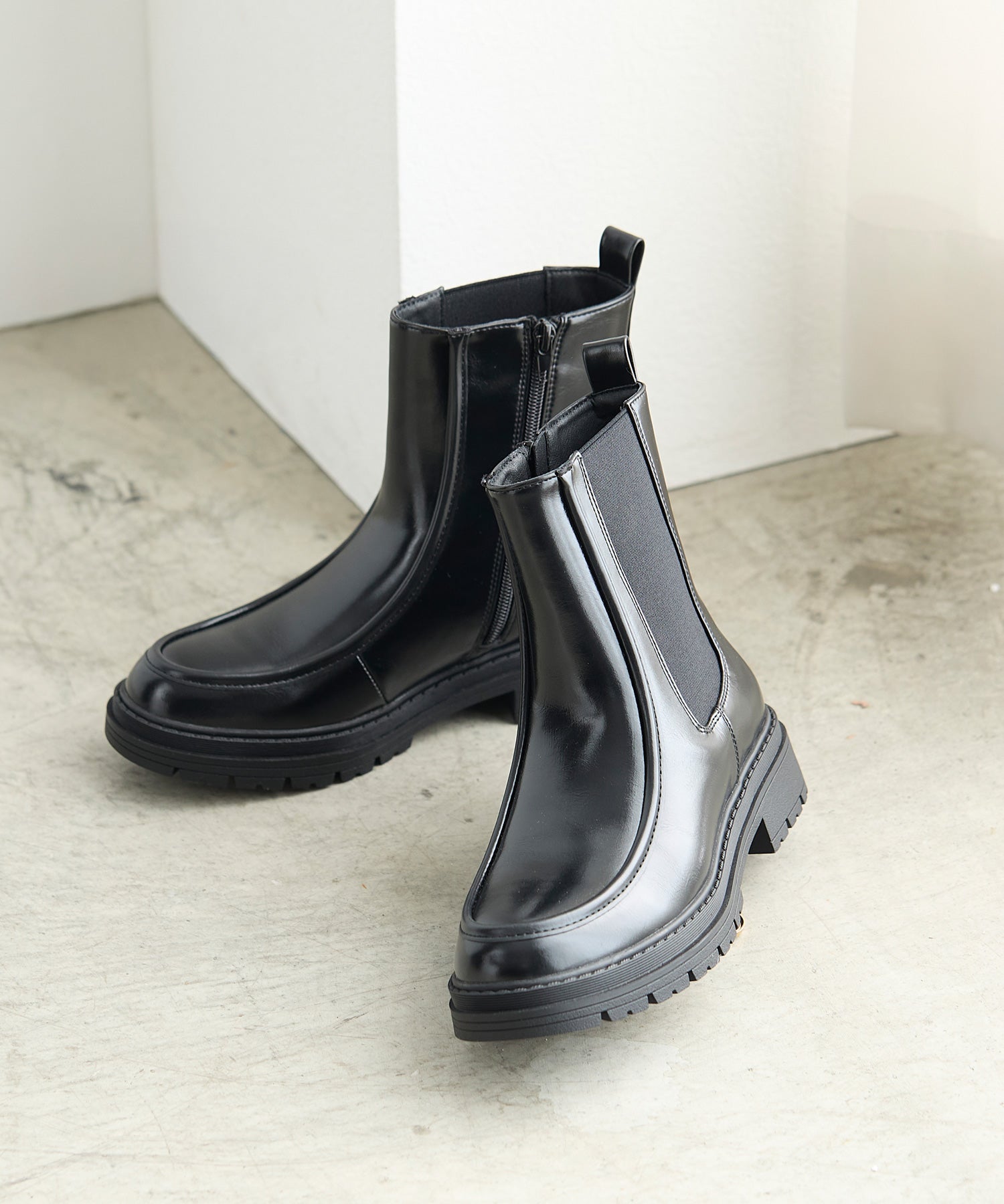 コカ COCA ショート丈 厚底サイドゴアブーツ （BL） BL