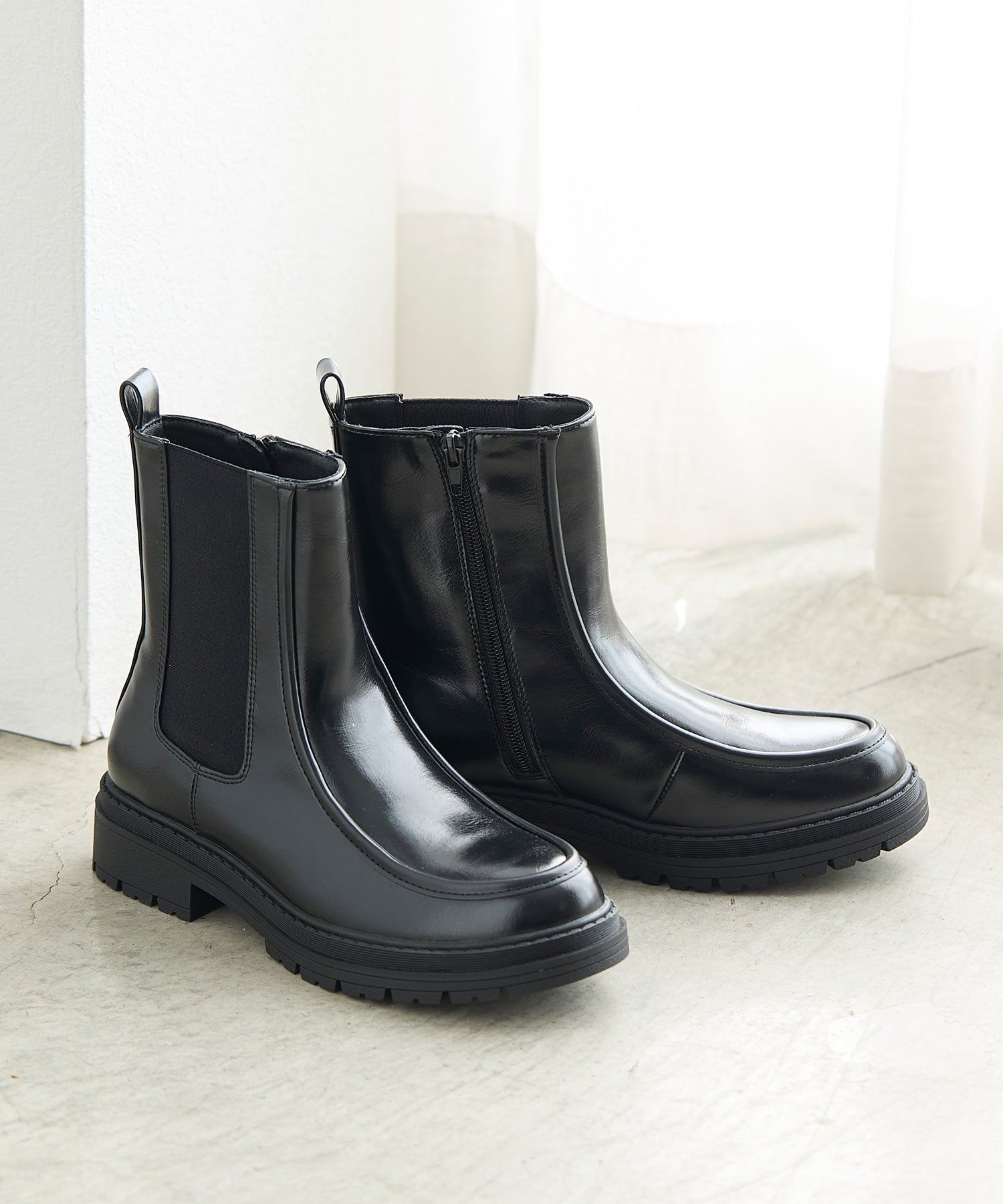 コカ COCA ショート丈 厚底サイドゴアブーツ （BL） BL