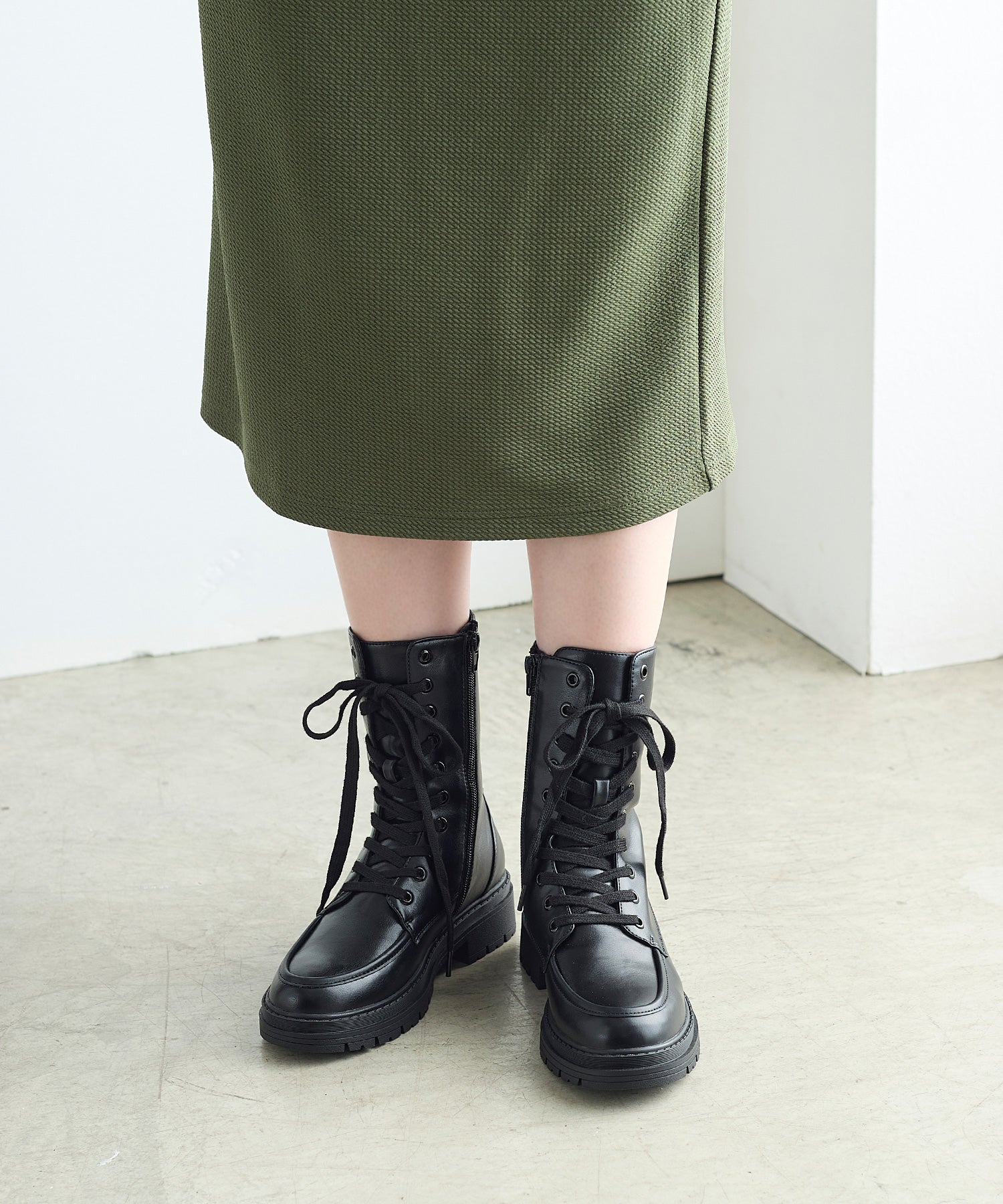 コカ COCA 厚底 レースアップショートブーツ （BL） BL