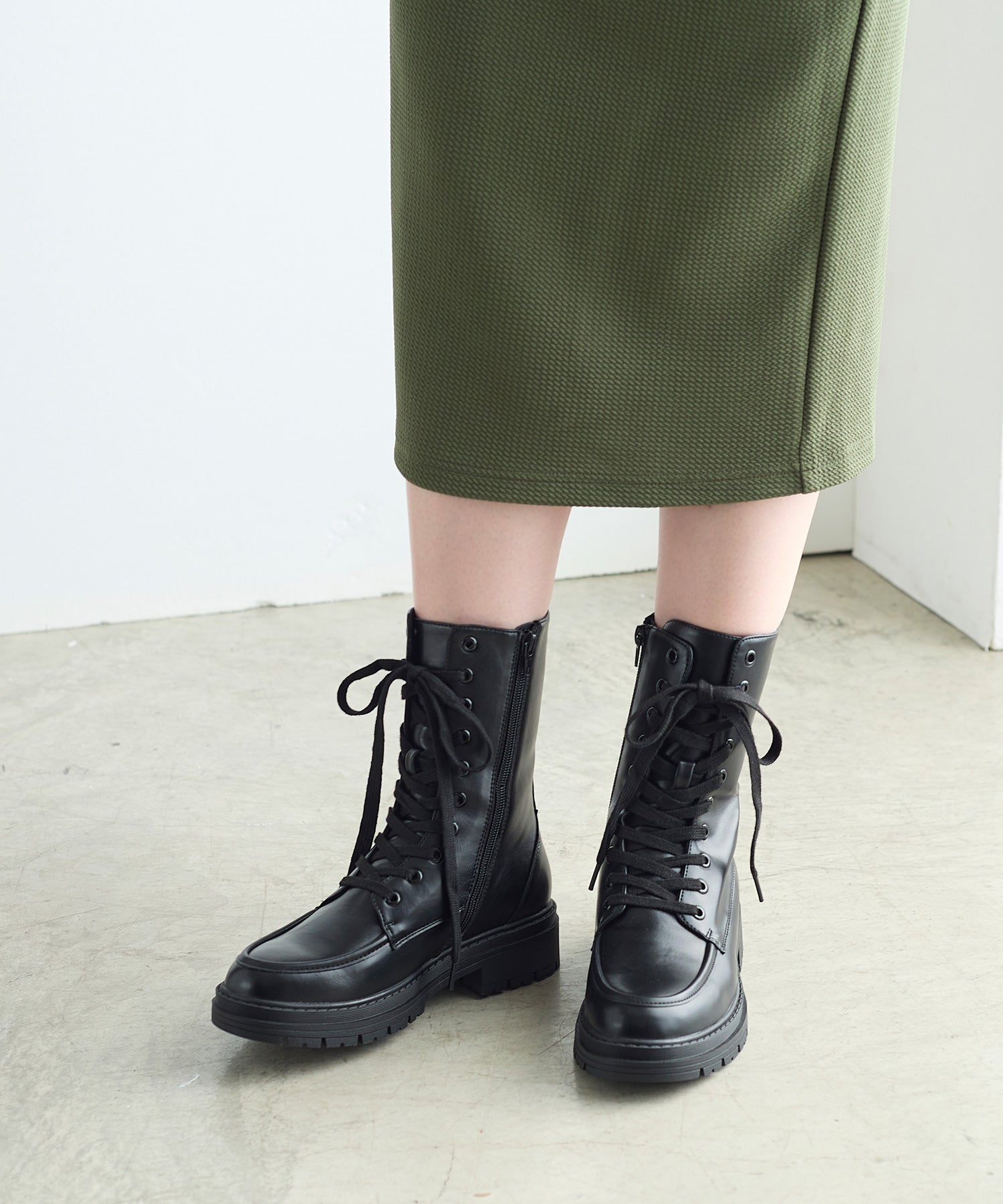 コカ COCA 厚底 レースアップショートブーツ （BL） BL