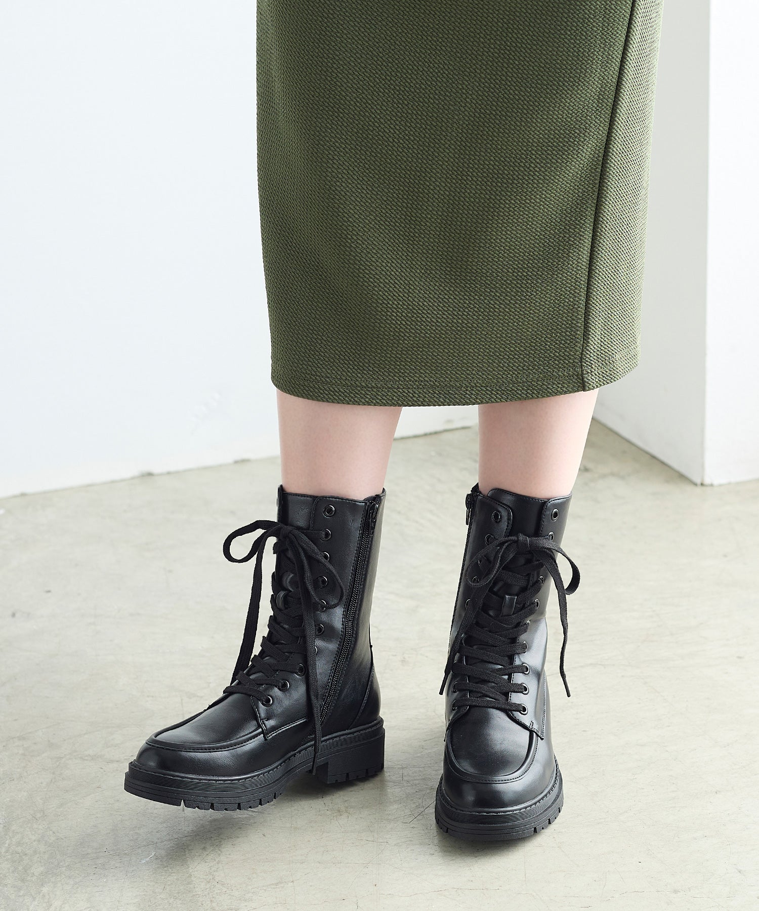 コカ COCA 厚底 レースアップショートブーツ （BL） BL