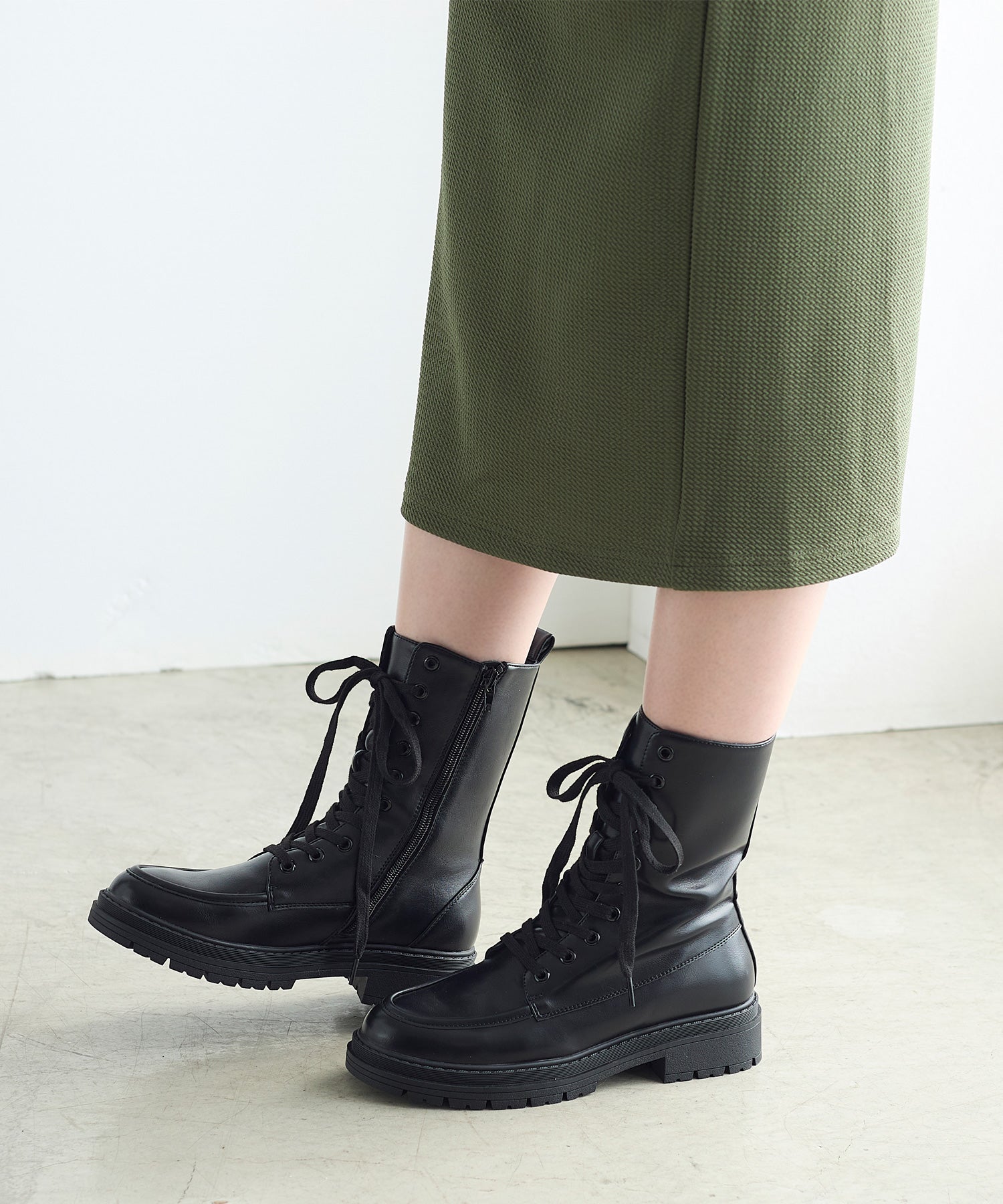 コカ COCA 厚底 レースアップショートブーツ （BL） BL