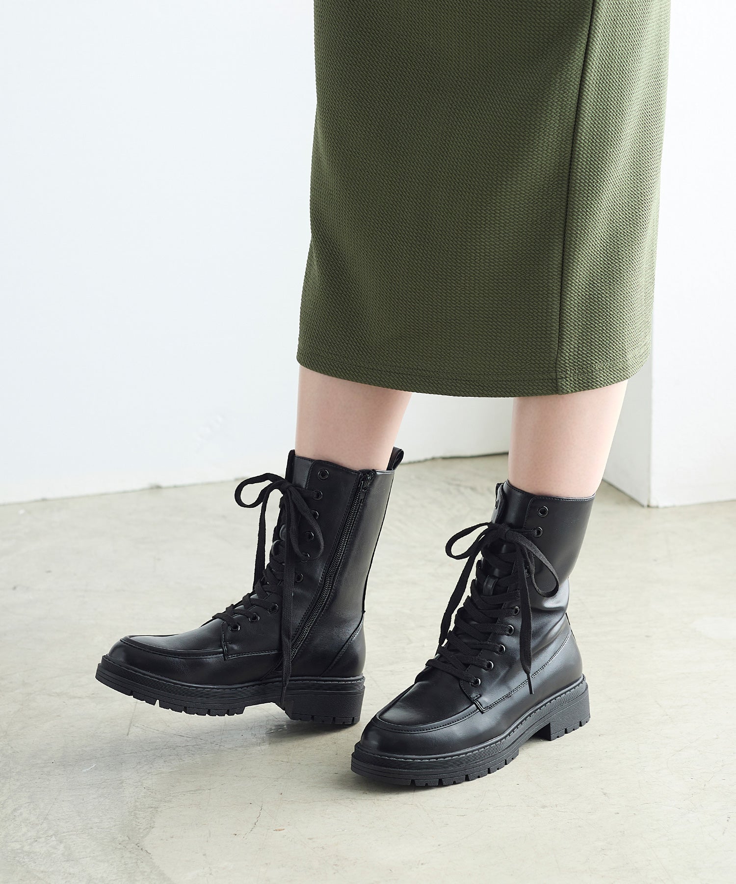 コカ COCA 厚底 レースアップショートブーツ （BL） BL