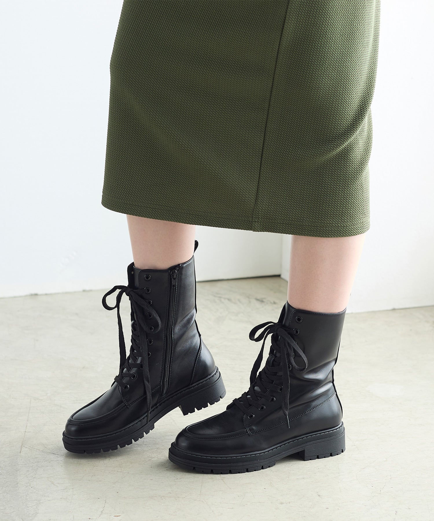 コカ COCA 厚底 レースアップショートブーツ （BL） BL