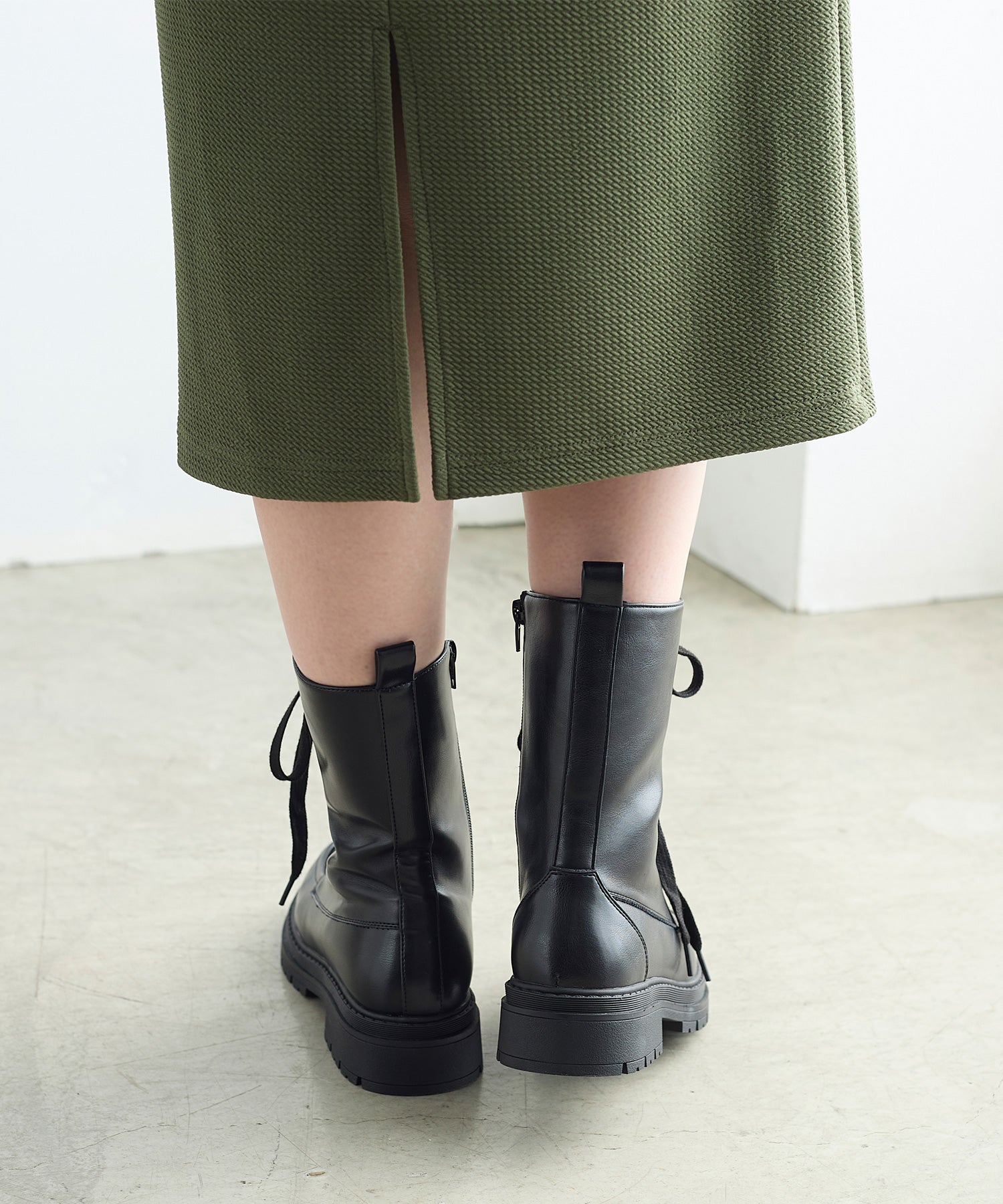 コカ COCA 厚底 レースアップショートブーツ （BL） BL