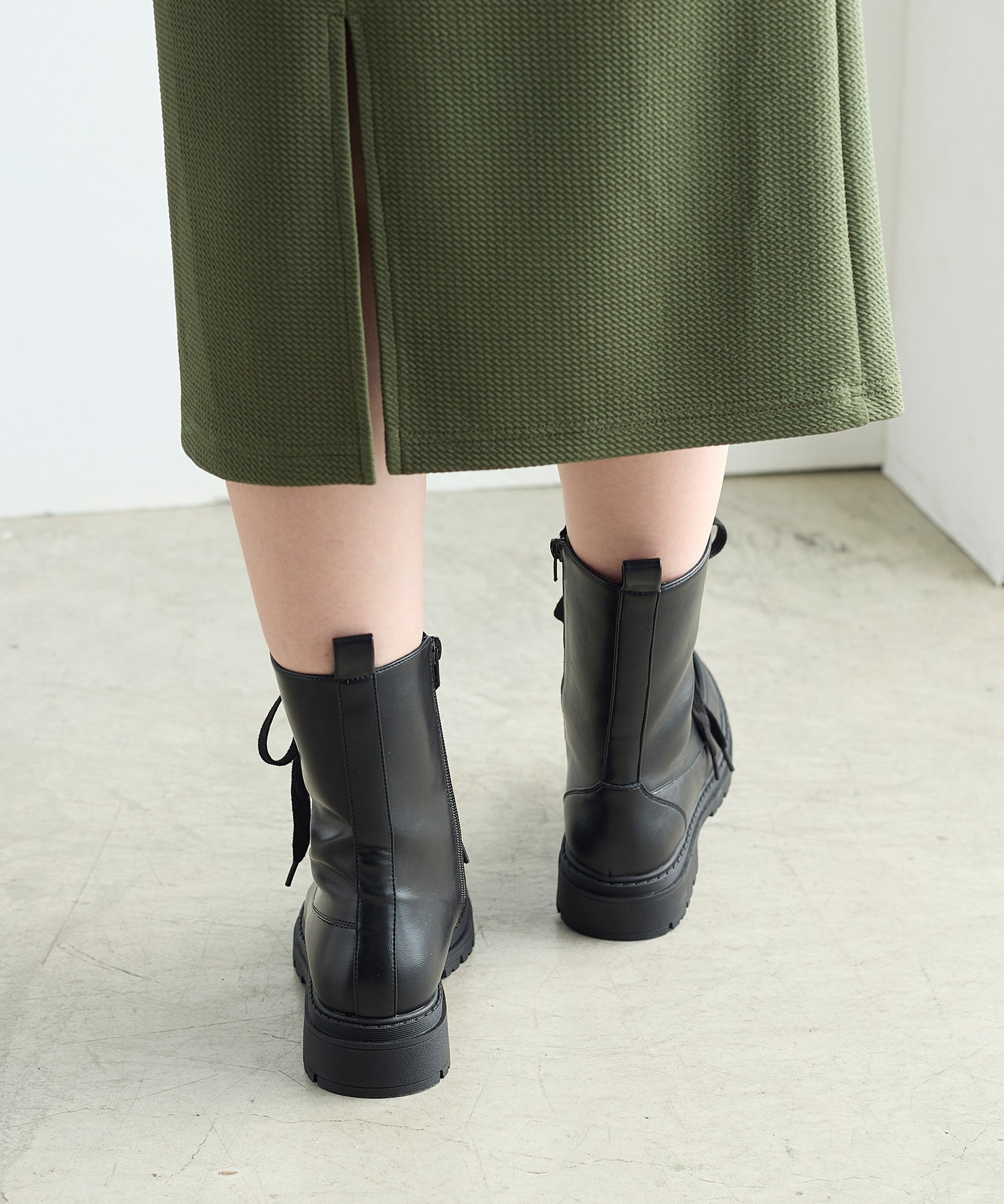 コカ COCA 厚底 レースアップショートブーツ （BL） BL