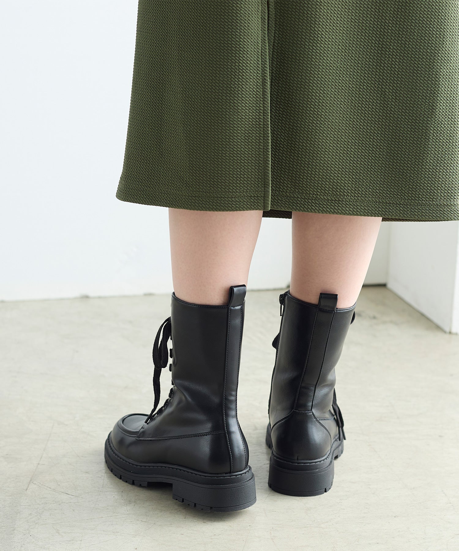 コカ COCA 厚底 レースアップショートブーツ （BL） BL