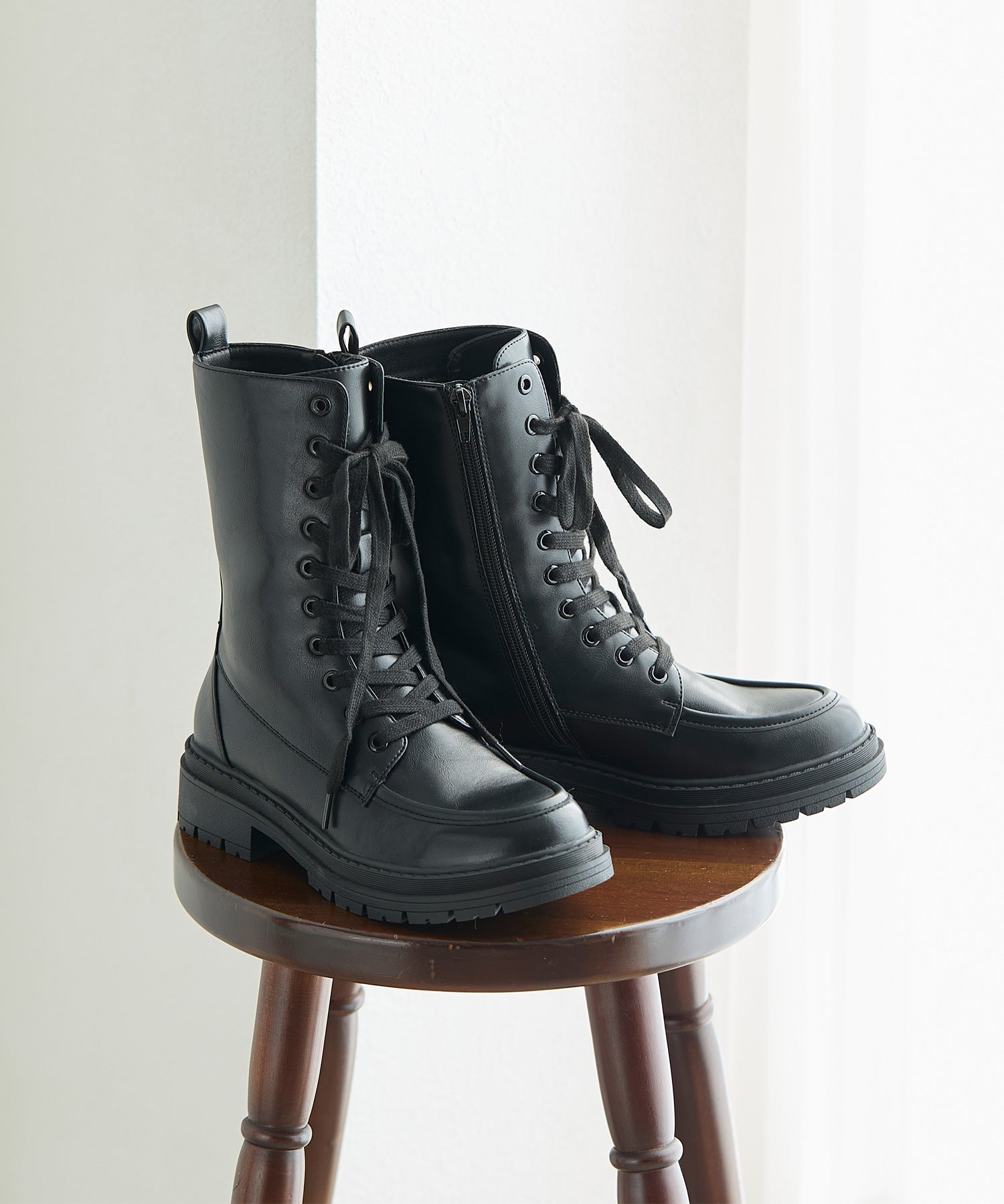 コカ COCA 厚底 レースアップショートブーツ （BL） BL