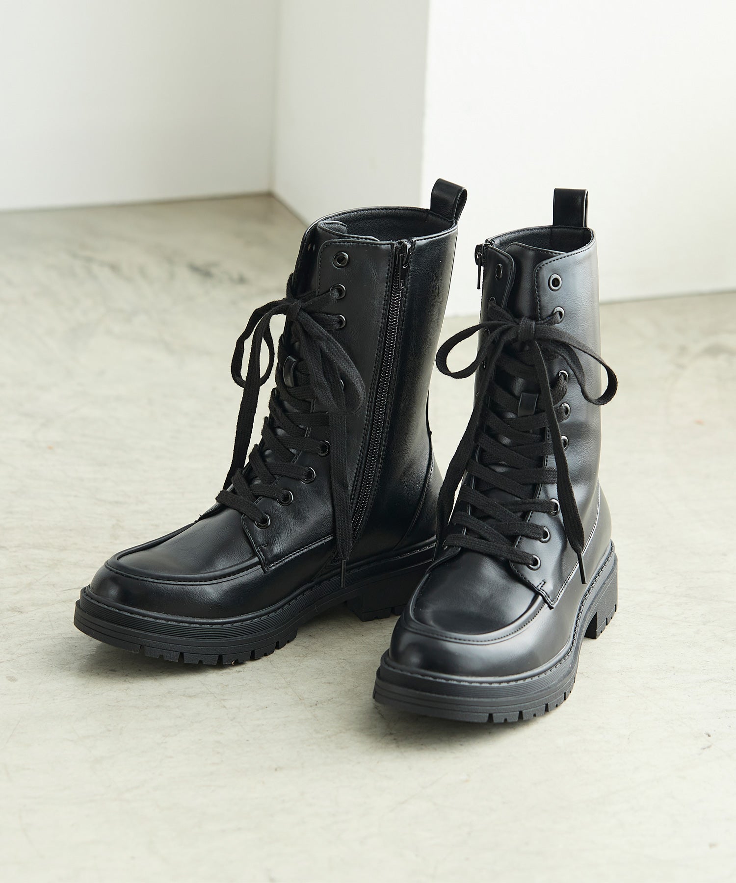 コカ COCA 厚底 レースアップショートブーツ （BL） BL