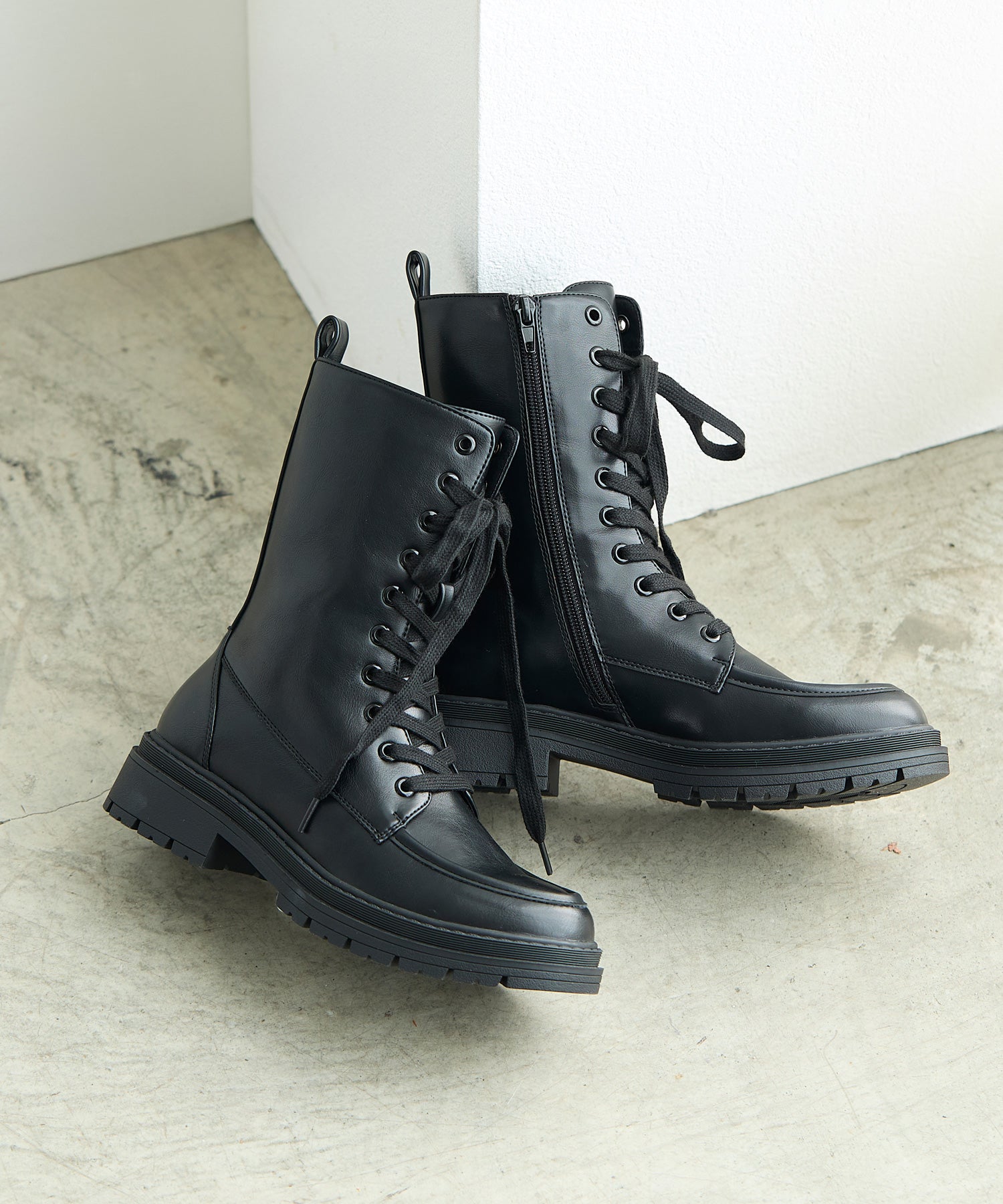 コカ COCA 厚底 レースアップショートブーツ （BL） BL