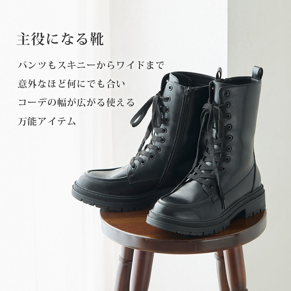 コカ COCA 厚底 レースアップショートブーツ （BL） BL