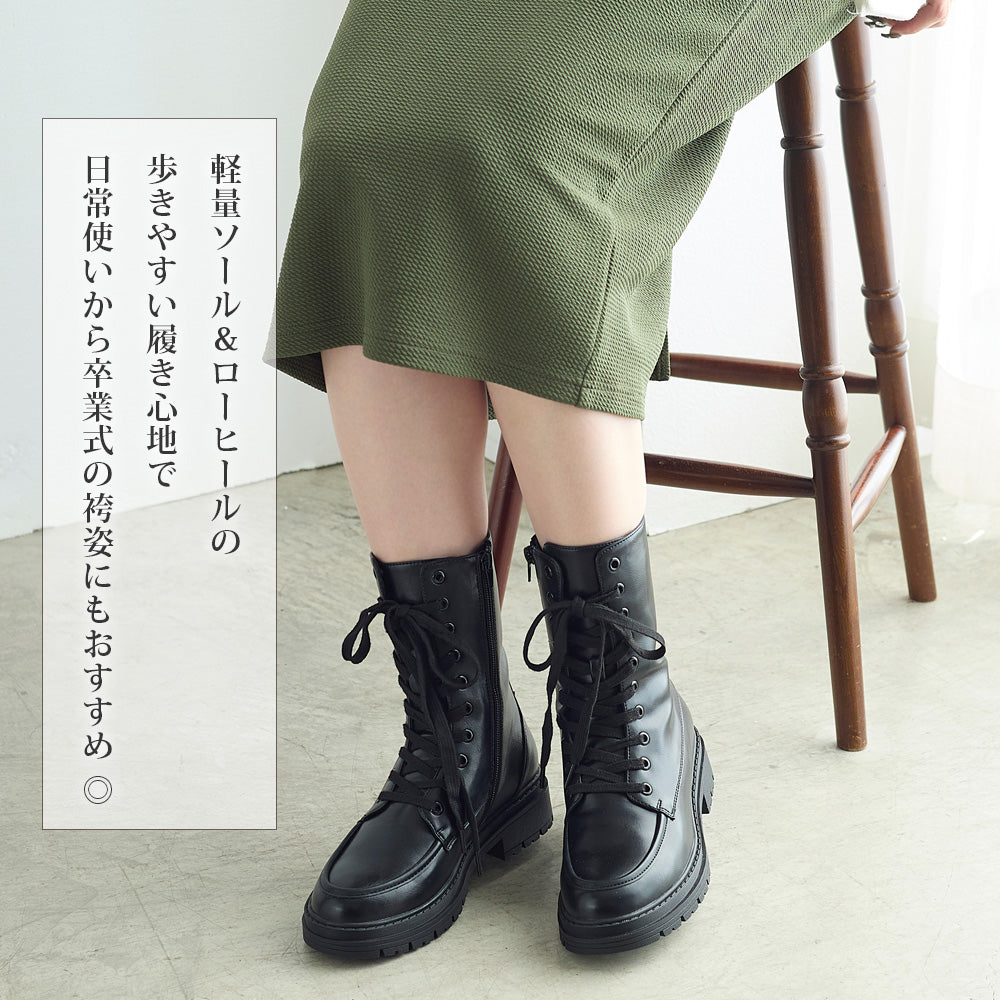 コカ COCA 厚底 レースアップショートブーツ （BL） BL