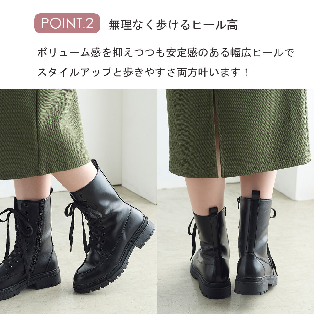 コカ COCA 厚底 レースアップショートブーツ （BL） BL