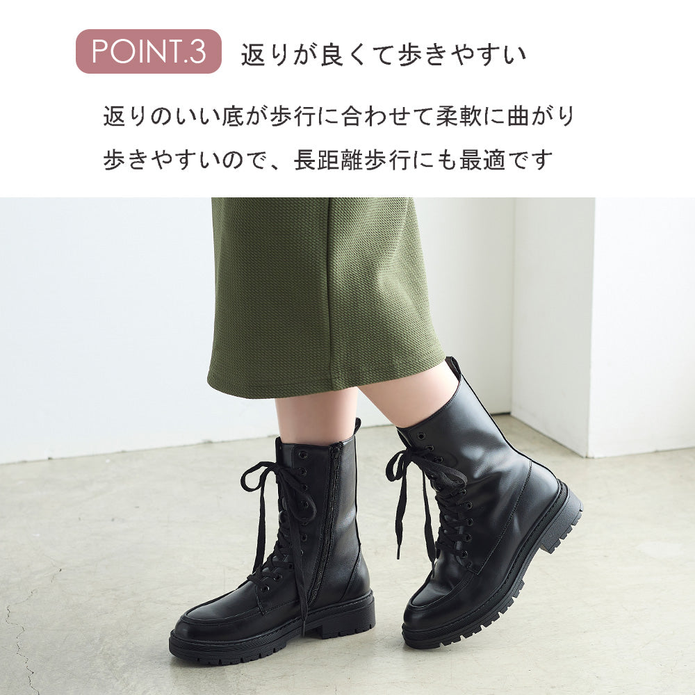 コカ COCA 厚底 レースアップショートブーツ （BL） BL