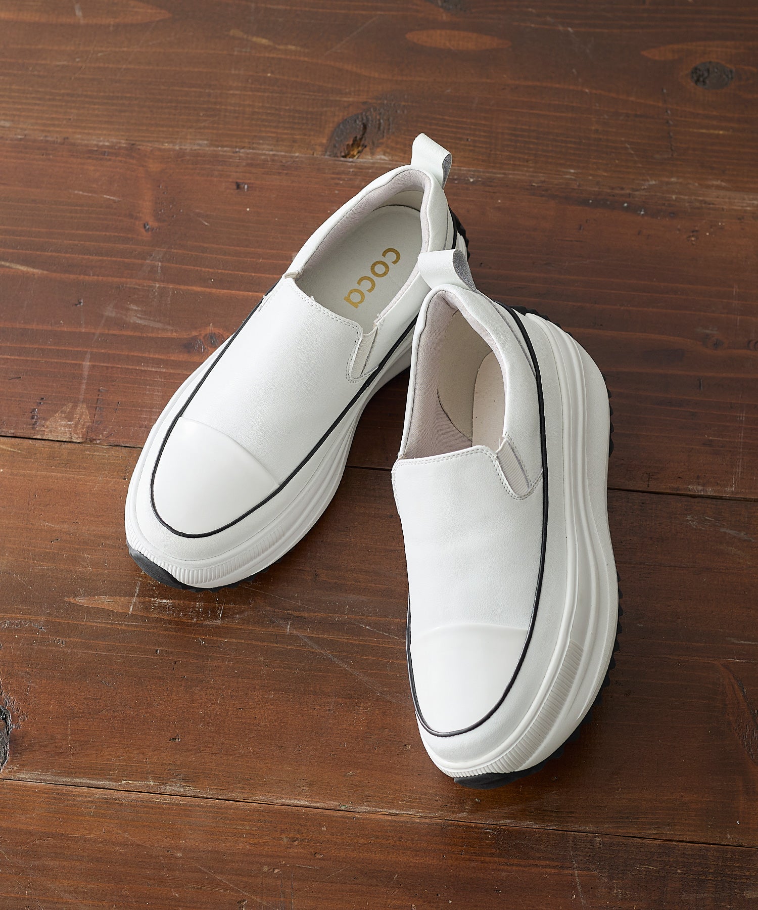 コカ COCA 軽量 厚底 ボリュームソールスリッポンスニーカー （WH） WH