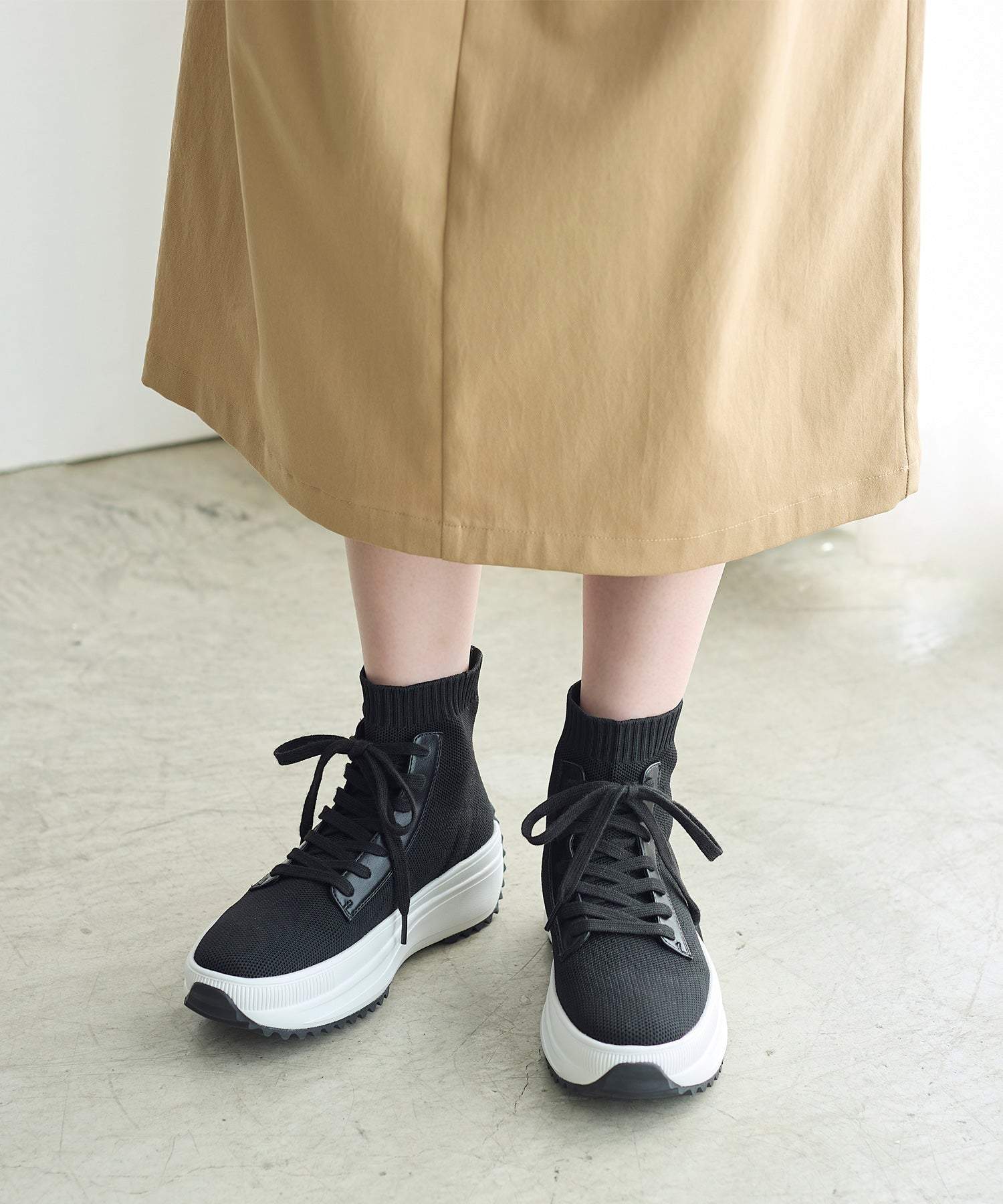 コカ COCA 軽量 レースアップ ニットブーツ （BL） BL